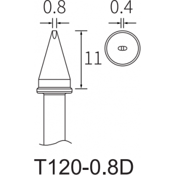 Жало клиновидное прямое ATTEN T120 0.8D для паяльников 15A000146