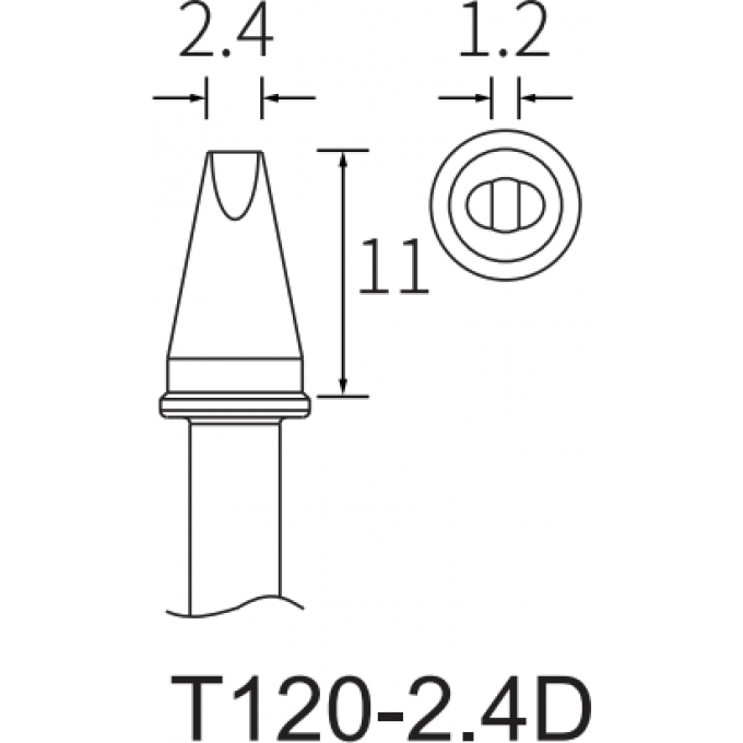 Жало клиновидное прямое ATTEN T120 серии T120 2.4x1.2 мм 15A000150