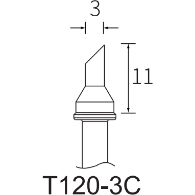 Жало цилиндрическое со скосом ATTEN T120, 3 мм 15A000154