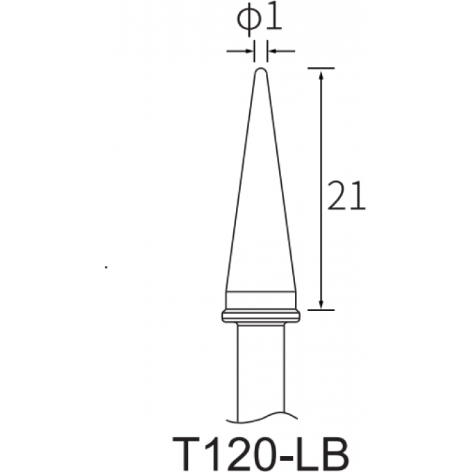 Жало коническое ATTEN T120 для паяльника, диаметр 1 мм, длина 21 мм 15A000161