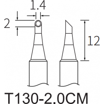 Паяльное жало ATTEN T130 коническое со скосом 1.4 мм 15A000179 Паяльное жало ATTEN T130 коническое со скосом 1.4 мм 15A000179