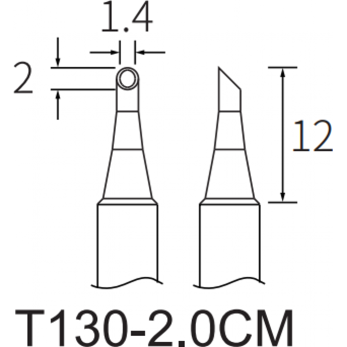Паяльное жало ATTEN T130 коническое со скосом 1.4 мм 15A000179