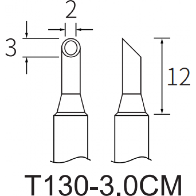 Жало коническое со скосом ATTEN T130 диаметр 2 мм 15A000184