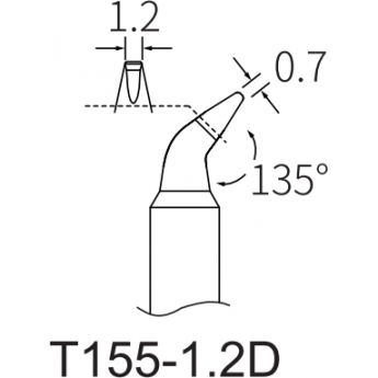 Жало клиновидное изогнутое ATTEN T155 1.2x0.7 мм 15A000225 Жало клиновидное изогнутое ATTEN T155 1.2x0.7 мм 15A000225