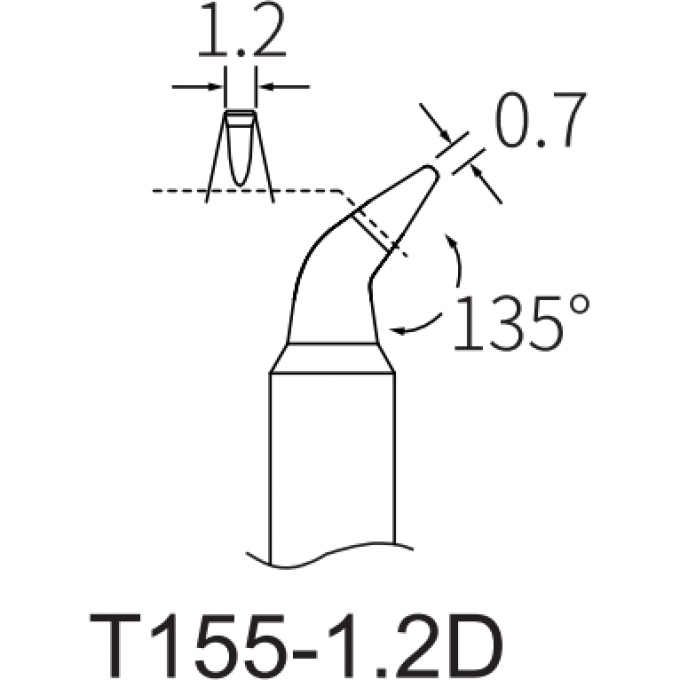 Жало клиновидное изогнутое ATTEN T155 1.2x0.7 мм 15A000225