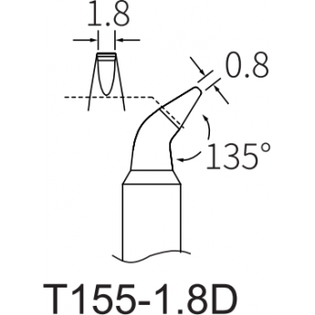 Жало клиновидное изогнутое ATTEN T155 1.8x0.8 мм 15A000227 Жало клиновидное изогнутое ATTEN T155 1.8x0.8 мм 15A000227