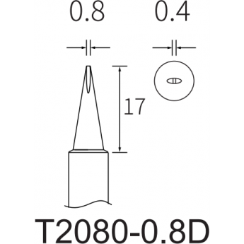 Жало клиновидное прямое ATTEN T2080 0.8x0.4 мм 15A000233