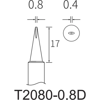 Жало клиновидное прямое ATTEN T2080 0.8x0.4 мм 15A000233