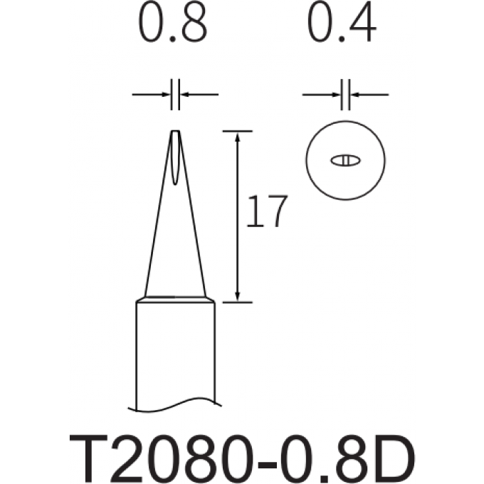 Жало клиновидное прямое ATTEN T2080 0.8x0.4 мм 15A000233