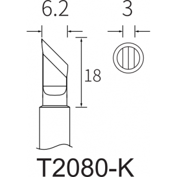 Жало ATTEN T2080-K косой нож 6.2x3 мм для паяльников 15A000245