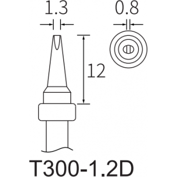 Жало клиновидное прямое ATTEN T.2D для паяльника, 1.2x0.8 мм 15A000259