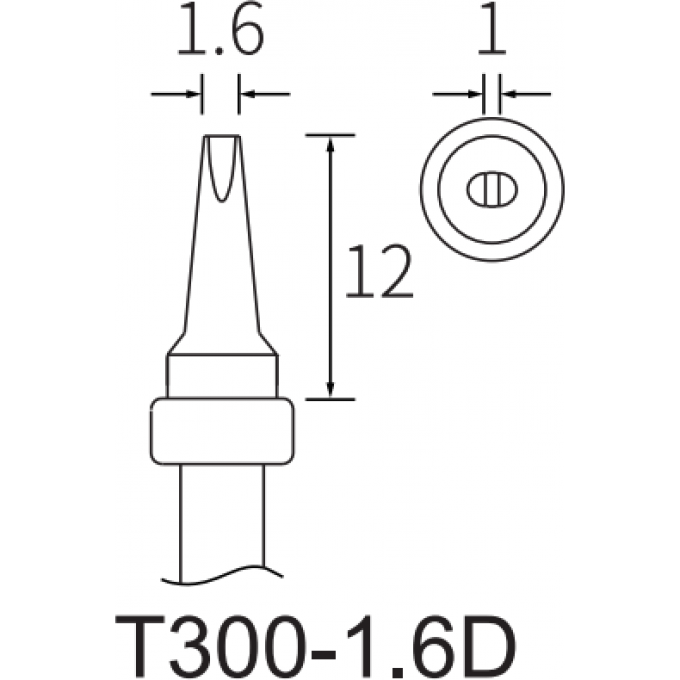 Жало для паяльника ATTEN T300 клиновидное прямое 1 15A000260