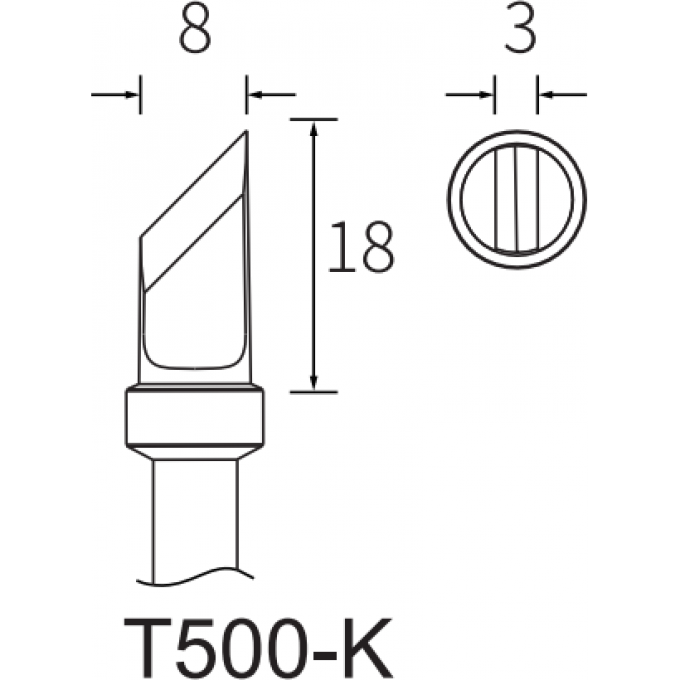 Жало для паяльника ATTEN T500 косой нож 15A000315