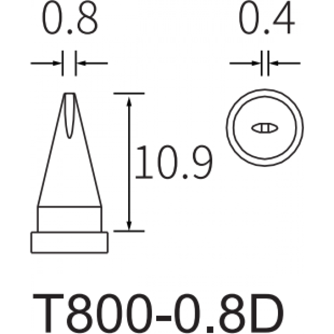 Жало клиновидное прямое ATTEN T800 0.8x0.4 мм 15A000335
