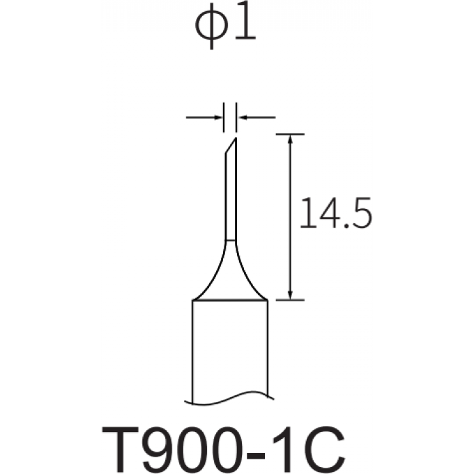 Жало цилиндрическое со скосом ATTEN T 1 мм 15A000358