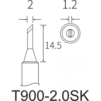 Жало косой нож ATTEN T900 2x1.2 мм 15A000360 Жало косой нож ATTEN T900 2x1.2 мм 15A000360