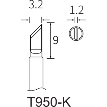 Паяльное жало ATTEN T950 косой нож 3.2×1.2 мм 15A000436 Паяльное жало ATTEN T950 косой нож 3.2×1.2 мм 15A000436