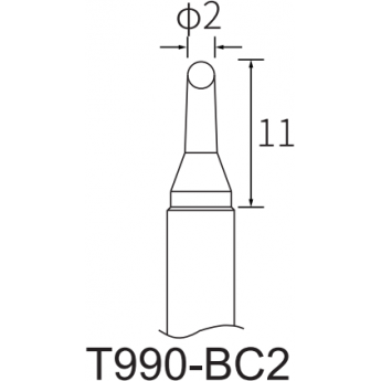 Паяльное жало ATTEN T990 цилиндрическое со скосом 2 мм 15A000442 Паяльное жало ATTEN T990 цилиндрическое со скосом 2 мм 15A000442