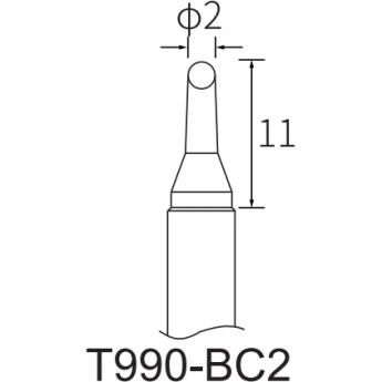 Паяльное жало ATTEN T990 цилиндрическое со скосом 2 мм 15A000442