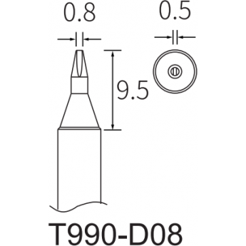 Жало клиновидное прямое ATTEN T990 0.8x0.5 мм 15A000447 Жало клиновидное прямое ATTEN T990 0.8x0.5 мм 15A000447