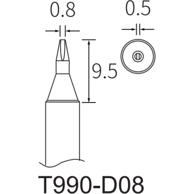 Жало клиновидное прямое ATTEN T990 0.8x0.5 мм 15A000447