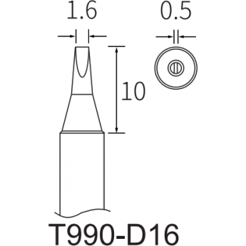 Жало клиновидное прямое ATTEN T990 1.6x0.5 мм 15A000449 Жало клиновидное прямое ATTEN T990 1.6x0.5 мм 15A000449