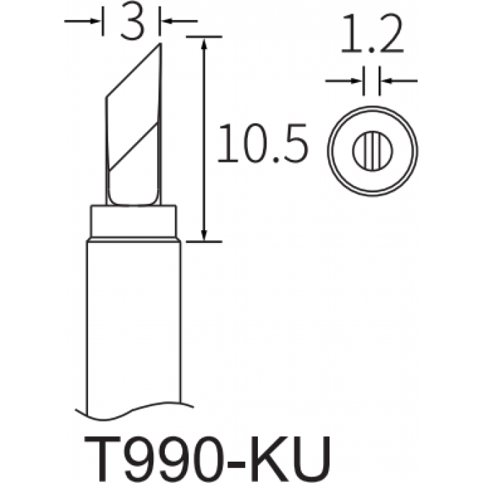 Жало для паяльника ATTEN T990-KU косой нож 3×1,2 мм 15A000455